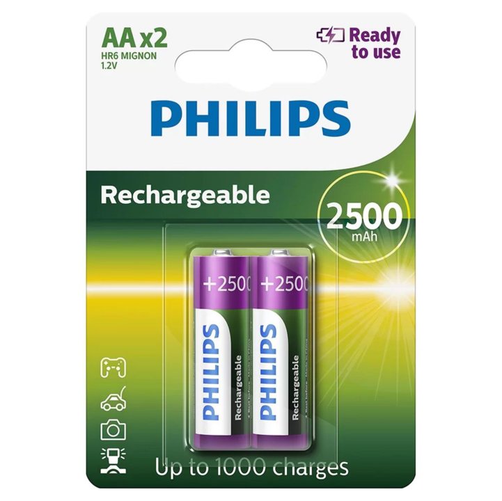 Pilas Philips AA x2 Recargables Niquel