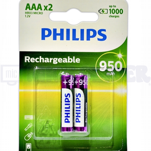 Pilas Philips AAA x2 Recargables Niquel