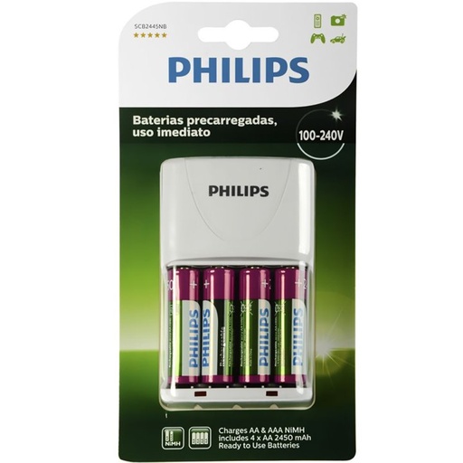 [PROD000047] Cargador de Pilas Philips + 4 Pilas AA